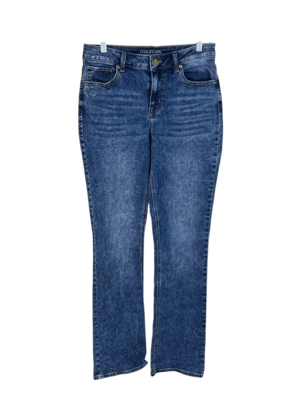 Maurices High Rise Curvy Medium Acid Wash Boot Cut Stretch Jeans Size 8 Long